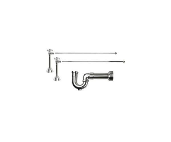 Mountain Plumbing - Lavatory Supply Kit - Brass Cross Handle with 1/4 Turn Ball Valve (MT629-NL) - Angle Sweat, Massachusetts P-Trap