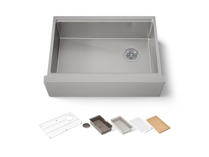 Kohler - Strive 30 Inch Apron Front Undermount Single-Bowl Workstation Kitchen Sink With Accessories