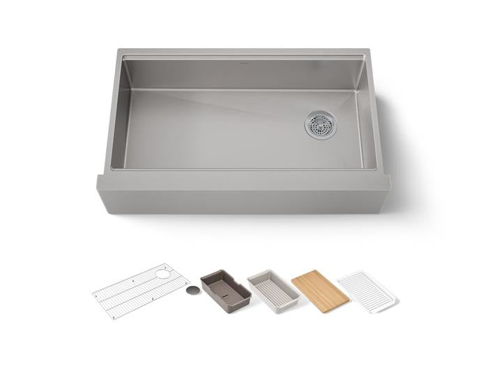 Kohler - Strive 36 Inch Apron Front Undermount Single-Bowl Workstation Kitchen Sink With Accessories