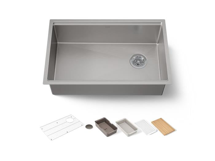Kohler - Strive 29 Inch Undermount Single-Bowl Workstation Kitchen Sink With Accessories