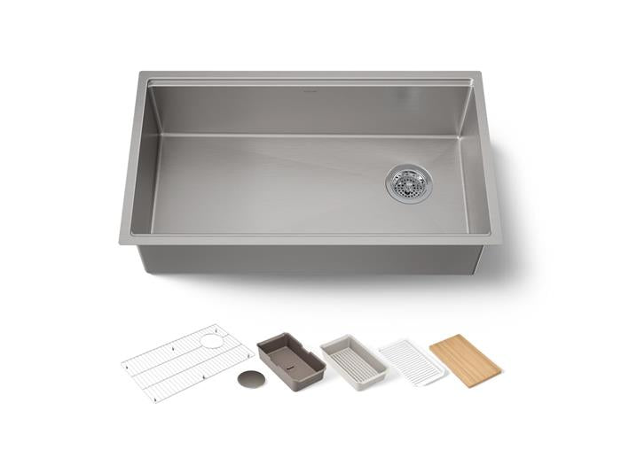 Kohler - Strive 32 Inch Undermount Single-Bowl Workstation Kitchen Sink With Accessories