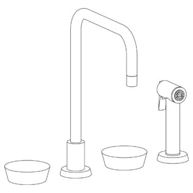 Watermark - Zen Deck Mounted 4 Hole Square Top Kitchen Set - Includes Side Spray