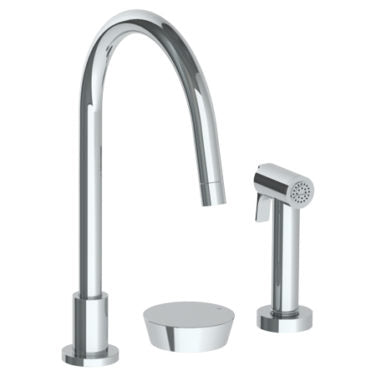 Watermark - Zen Deck Mounted 3 Hole Gooseneck Kitchen Set - Includes Side Spray