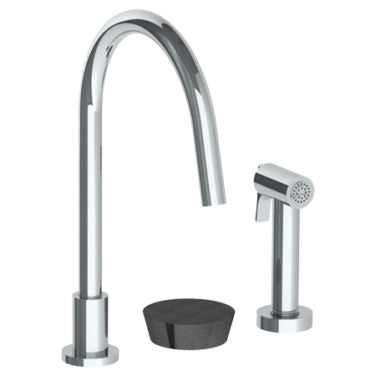 Watermark - Zen Deck Mounted 3 Hole Gooseneck Kitchen Set - Includes Side Spray