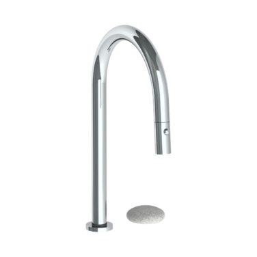 Watermark - Zen Deck Mounted 2 Hole Gooseneck Kitchen Faucet with Pull Down Spray