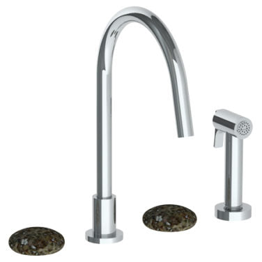 Watermark - Zen Deck Mounted 4 Hole Gooseneck Kitchen Set - Includes Side Spray