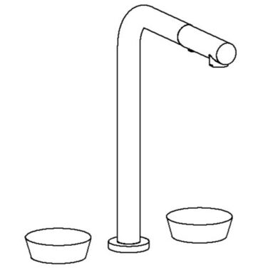 Watermark - Zen Deck Mounted 3 Hole Square Top Kitchen Faucet with Pull Out Spray