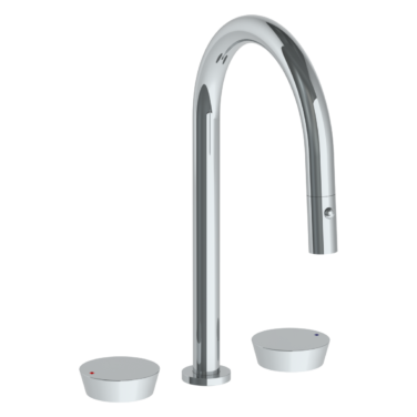 Watermark - Zen Deck Mounted 3 Hole Gooseneck Top Kitchen Faucet with Pull Down Spray