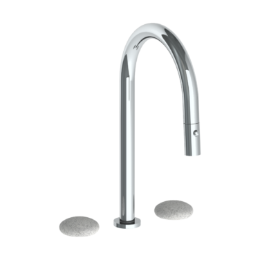 Watermark - Zen Deck Mounted 3 Hole Gooseneck Top Kitchen Faucet with Pull Down Spray