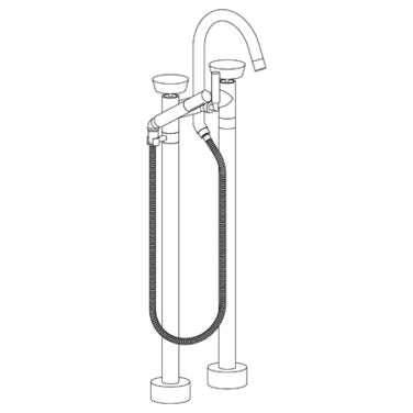 Watermark - Zen Floor Standing Gooseneck Bath Set with Slim Hand Shower