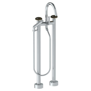 Watermark - Zen Floor Standing Gooseneck Bath Set with Slim Hand Shower
