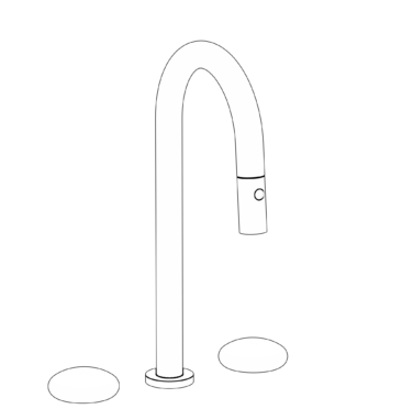 Watermark - Zen Deck Mounted 3 Hole Gooseneck Prep Faucet with Pull Down Spray
