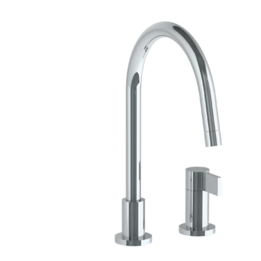 Watermark - Blue Deck Mounted 2 Hole Gooseneck Kitchen Faucet