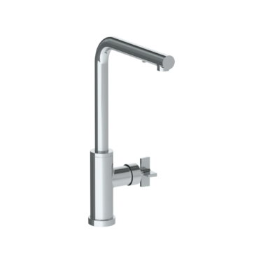 Watermark - Blue Deck Mounted 1 Hole Square Top Kitchen Faucet with Pull Out Spray - High Spout