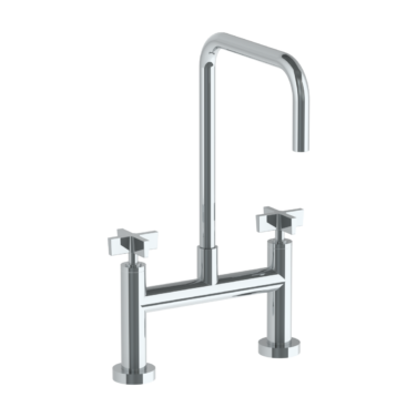 Watermark - Blue Deck Mounted Bridge Square Top Kitchen Faucet