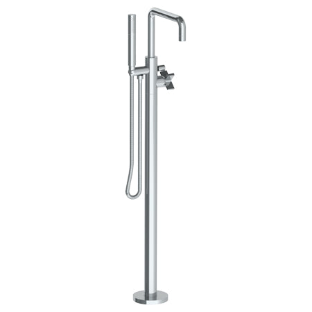 Watermark - Blue Single Hole Floor Standing Square Bath Set With Hand Shower