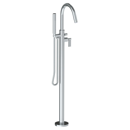 Watermark - Blue Single Hole Floor Standing Gooseneck Bath Set With Hand Shower