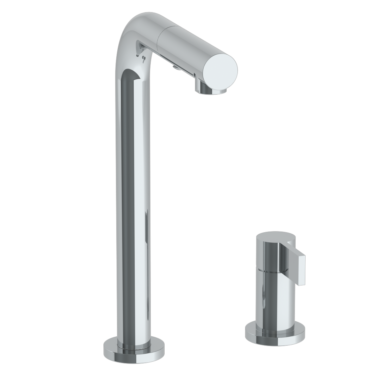 Watermark - Blue Deck Mounted 2 Hole Square Top Prep Faucet with Pull Out Spray