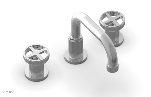 Phylrich - Dustrie Widespread Faucet High Square Spout Cross Handles - Grooved