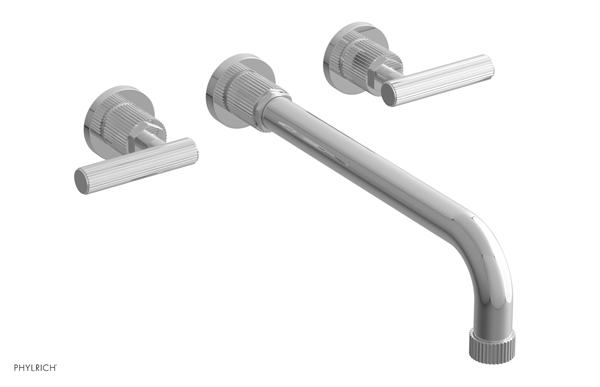 Phylrich - Dustrie Wall Lavatory Set 12 Inch Spout Grooved Lever Handles
