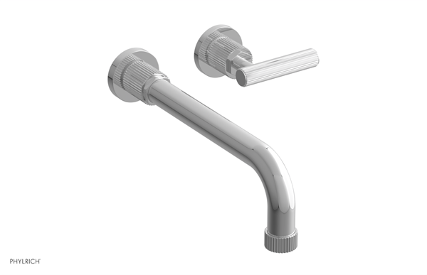 Phylrich - Dustrie Single Handle Wall Lavatory Set 10 Inch Spout - Grooved Lever Handle