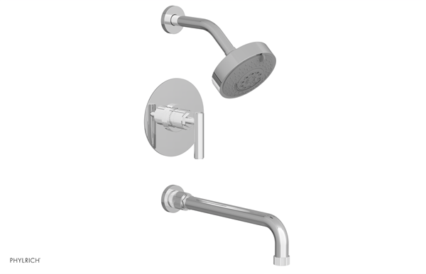 Phylrich - Dustrie Pressure Balance Tub & Shower Set 12 Inch Spout - Lever Handle Grooved