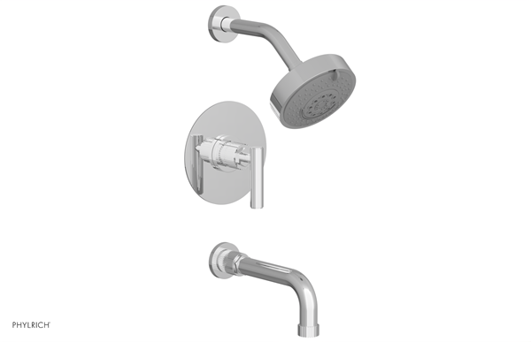 Phylrich - Dustrie Pressure Balance Tub & Shower Set 7-5/8 Inch Spout - Lever Handle Grooved