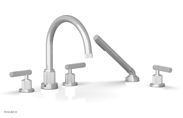 Phylrich - Dustrie Deck Tub Set with Hand Shower - Lever Handles Grooved