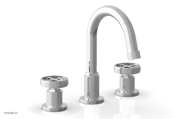 Phylrich - Dustrie Widespread Faucet Arc Spout - Knurled Cross Handles