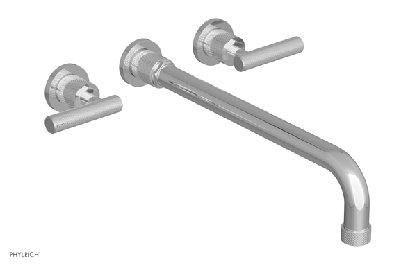 Phylrich - Dustrie Wall Lavatory Set 14 Inch Spout - Knurled Lever Handles