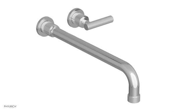 Phylrich - Dustrie Single Handle Wall Lavatory Set 14 Inch Spout - Knurled Lever Handle