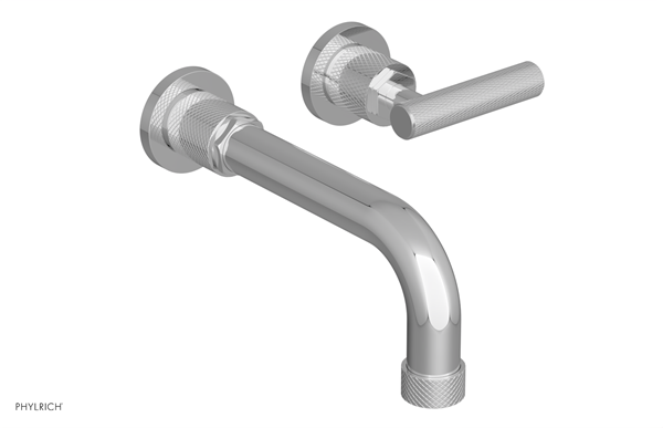 Phylrich - Dustrie Single Handle Wall Lavatory Set 7-5/8 Inch Spout - Knurled Lever Handle