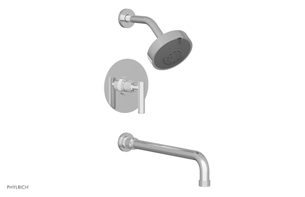 Phylrich - Dustrie Pressure Balance Tub & Shower Set 14 Inch Spout - Knurled Lever Handle