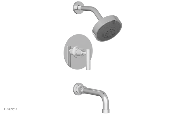 Phylrich - Dustrie Pressure Balance Tub & Shower Set 7-5/8 Inch Spout - Knurled Lever Handle