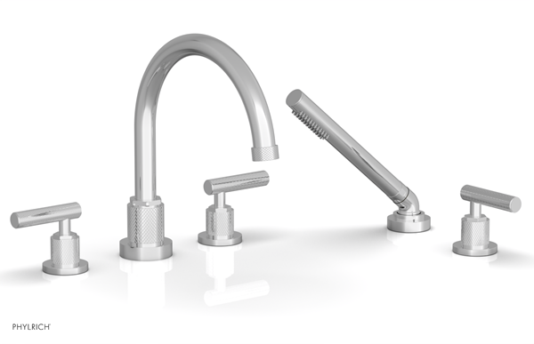 Phylrich - Dustrie Deck Tub Set with Hand Shower Arc Spout - Knurled Lever Handles