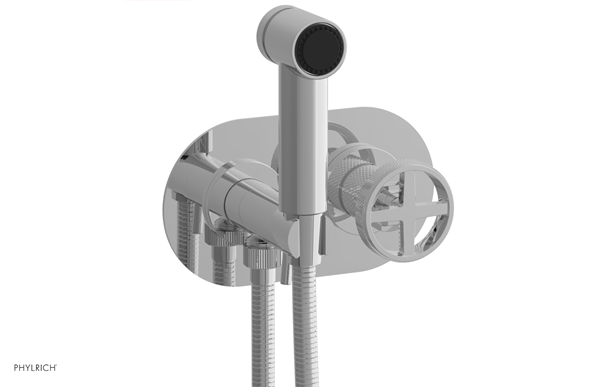Phylrich - Dustrie Wall Mounted Bidet Set - Knurled Cross Handles