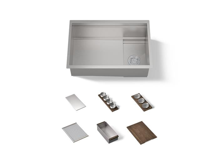Kohler - Synthos 30 Sink With Walnut Accessory Bundle