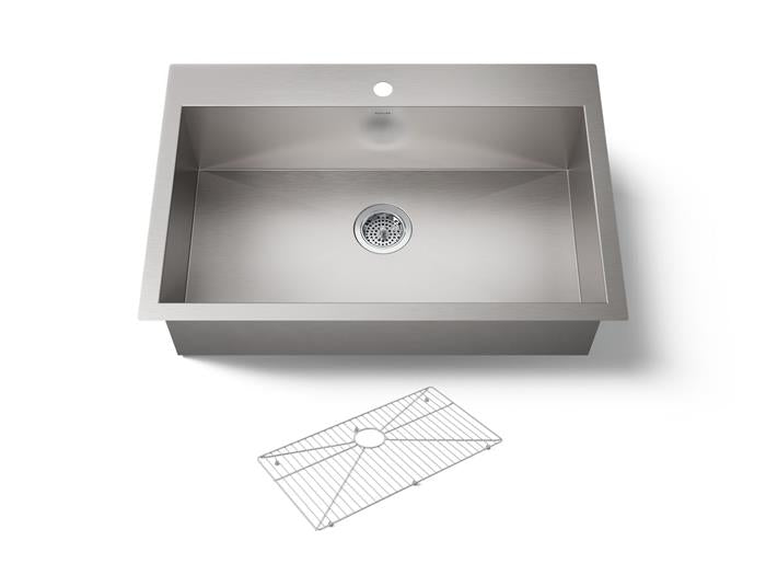 Kohler - Vault 33 Inch Top-/Undermount Single-Bowl Kitchen Sink - Single Hole