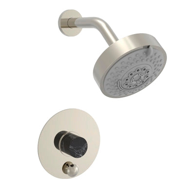 Phylrich - Basic II Pressure Balance Shower & Diverter Set (Less Spout) Marble Handle Trim Only, Round Plate