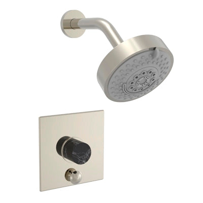 Phylrich - Basic II Pressure Balance Shower & Diverter Set (Less Spout) Marble Handle Trim Only, Square Plate