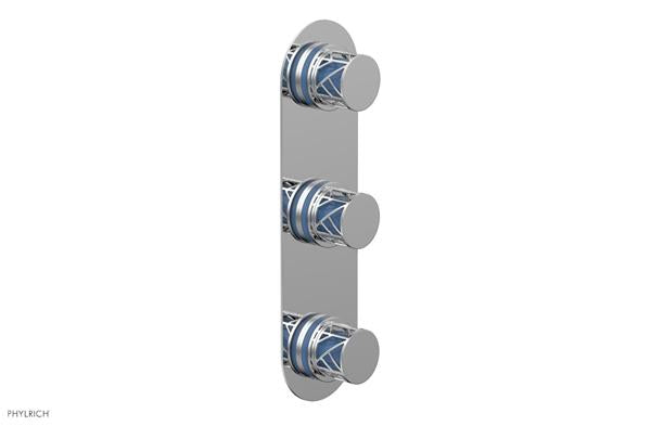 Phylrich - Jolie Thermostatic Valve with Two Volume Control Round Handle with Light Blue Accents