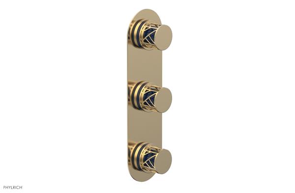 Phylrich - Jolie Thermostatic Valve with Two Volume Control Round Handle with Navy Blue Accents