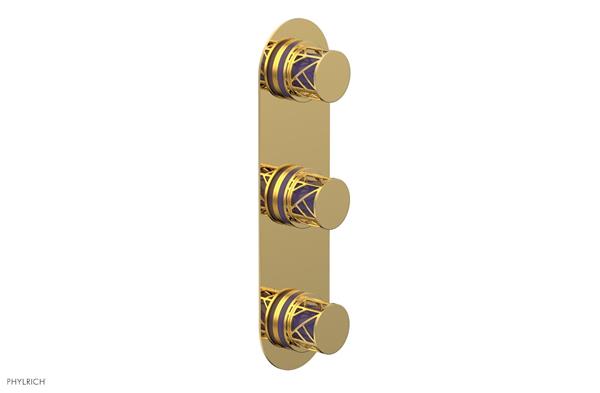Phylrich - Jolie Thermostatic Valve with Two Volume Control Round Handle with Purple Accents
