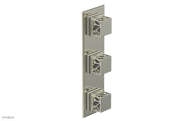 Phylrich - Jolie Thermostatic Valve with Two Volume Control Square Handle with Grey Accents