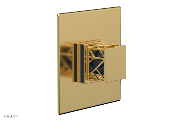 Phylrich - Jolie Pressure Balance Shower Plate & Square Handle Trim with Navy Blue Accents