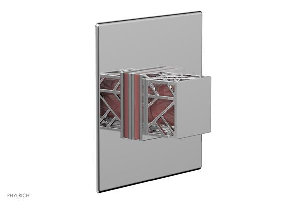 Phylrich - Jolie Pressure Balance Shower Plate & Square Handle Trim with Pink Accents