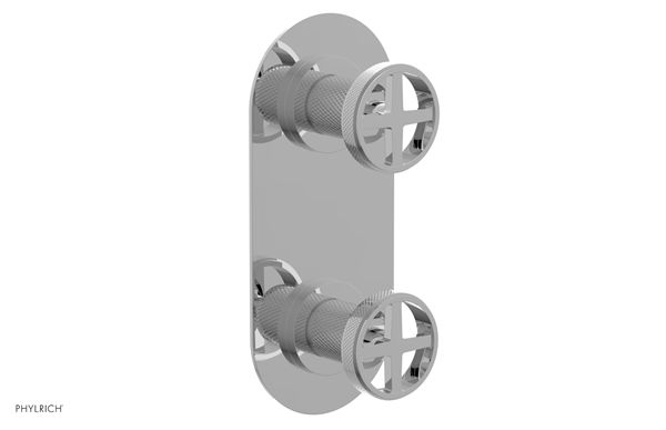 Phylrich - Dustrie Thermostatic Valve with Volume Control or Diverter - Knurled Cross Handles