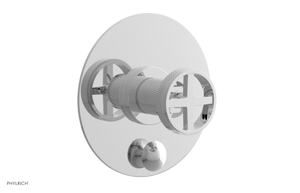 Phylrich - Dustrie Pressure Balance Shower Plate with Diverter Trim Set - Knurled Cross Handle