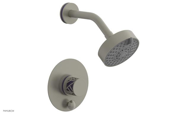Phylrich - Jolie Pressure Balance Shower and Diverter Set (Less Spout) Round Handle With Round Purple Accents