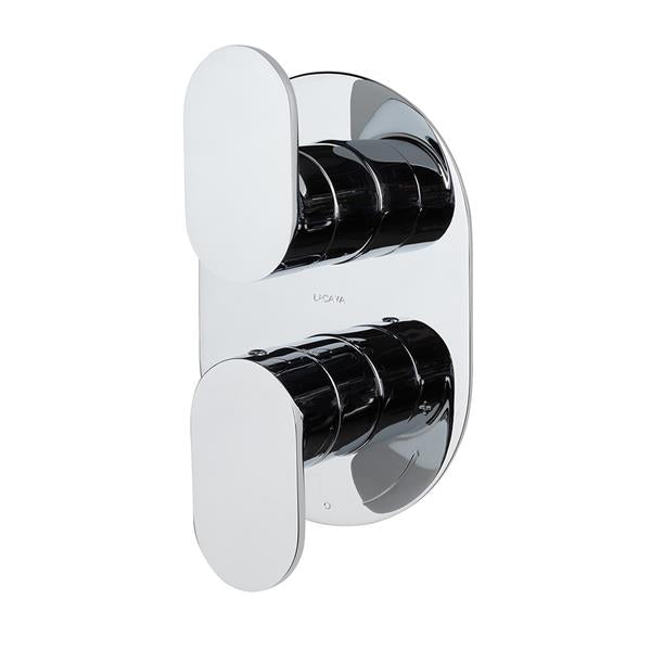 Lacava - Flou Trim, Built-In Progressive Pressure Balancing Mixer With 2-Way Diverter, Two Lever Handles And An Oval Backplate
